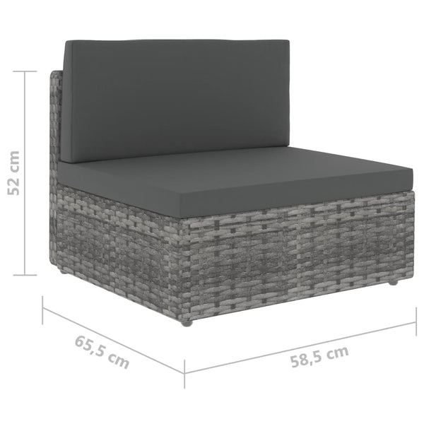 10-tlg. Garten-Lounge-Set Poly Rattan Grau