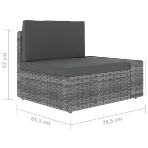 10-tlg. Garten-Lounge-Set Poly Rattan Grau