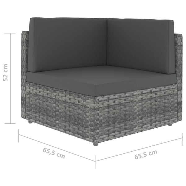 10-tlg. Garten-Lounge-Set Poly Rattan Grau