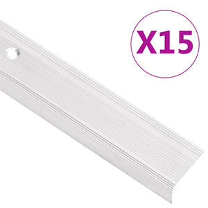 Treppenkantenprofile in L-Form 15 Stk. Aluminium 100 cm Silbern