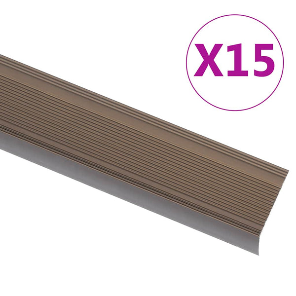 Treppenkantenprofil in L-Form 15 Stk. Aluminium 100cm Braun