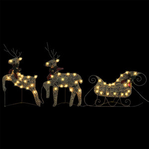 Weihnachtsdeko Rentier & Schlitten 60 LEDs Outdoor Golden
