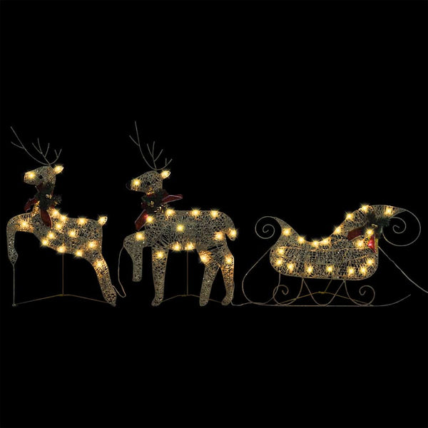 Weihnachtsdeko Rentier & Schlitten 60 LEDs Outdoor Golden