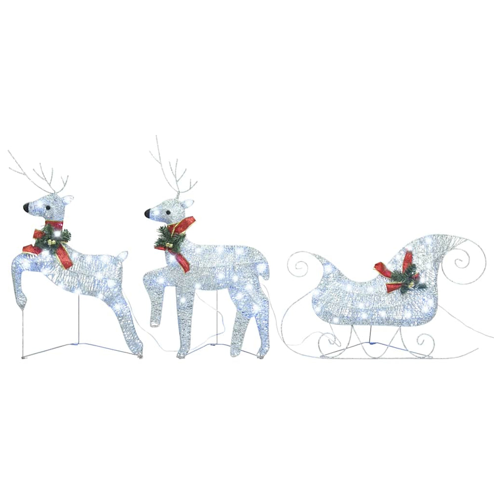 Weihnachtsdeko Rentier & Schlitten 60 LEDs Outdoor Silbern