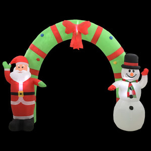Aufblasbarer Weihnachtsmann und Schneemann Deko Bogen LED 223cm