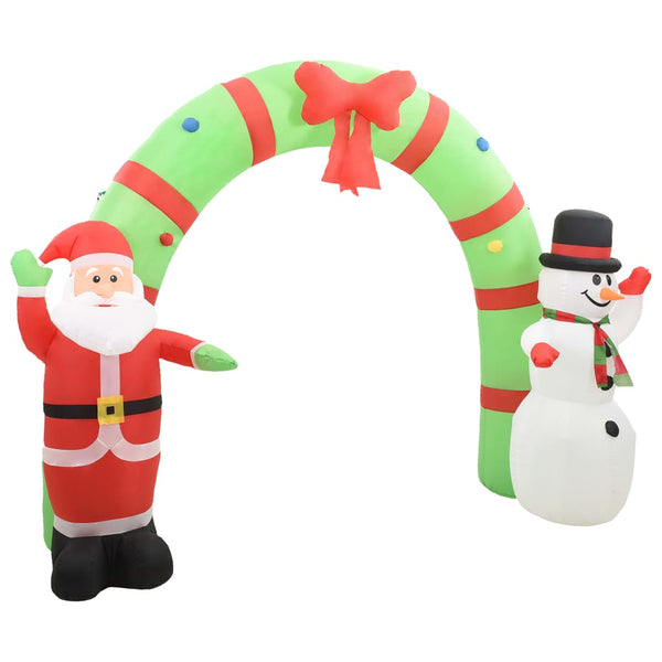 Aufblasbarer Weihnachtsmann und Schneemann Deko Bogen LED 223cm