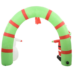 Aufblasbarer Weihnachtsmann und Schneemann Deko Bogen LED 223cm