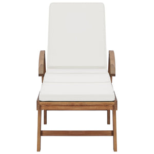 Sonnenliegen mit Auflagen 2 Stk. Massivholz Teak Creme