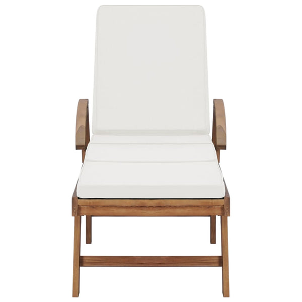 Sonnenliegen mit Auflagen 2 Stk. Massivholz Teak Creme