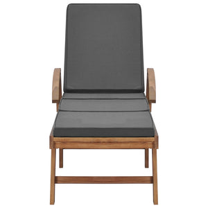 Sonnenliegen mit Auflagen 2 Stk. Massivholz Teak Dunkelgrau