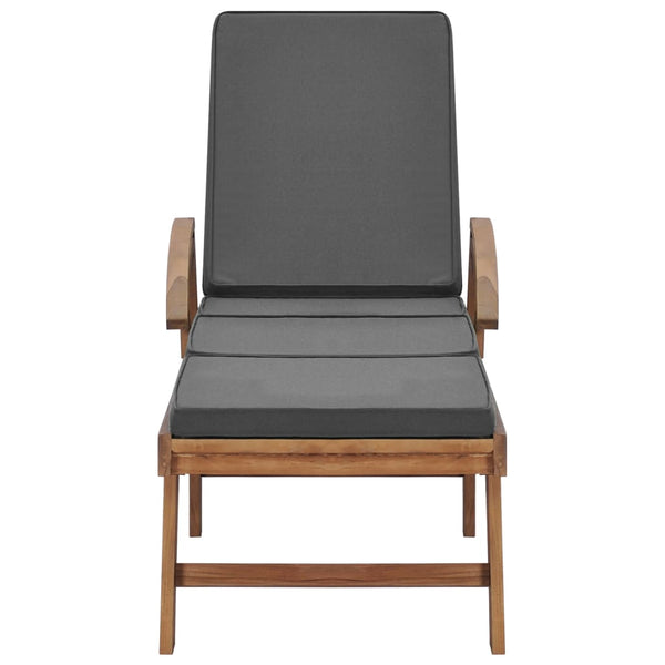 Sonnenliegen mit Auflagen 2 Stk. Massivholz Teak Dunkelgrau