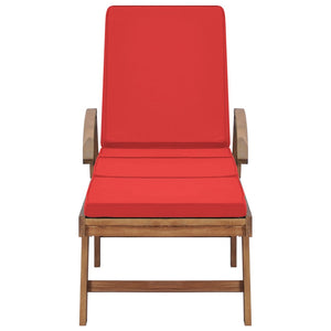 Sonnenliegen mit Auflagen 2 Stk. Massivholz Teak Rot