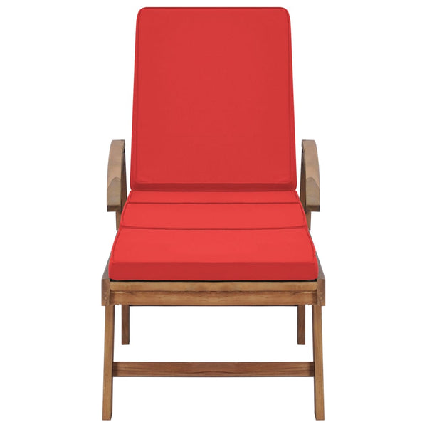 Sonnenliegen mit Auflagen 2 Stk. Massivholz Teak Rot