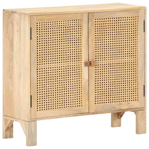 Sideboard 80x30x73 cm Mango Massivholz und Rohrgeflecht
