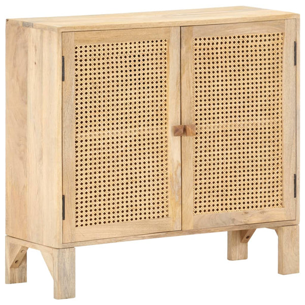 Sideboard 80x30x73 cm Mango Massivholz und Rohrgeflecht
