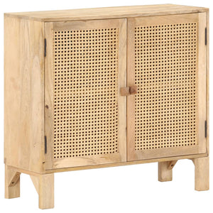 Sideboard 80x30x73 cm Mango Massivholz und Rohrgeflecht
