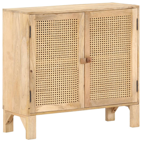 Sideboard 80x30x73 cm Mango Massivholz und Rohrgeflecht