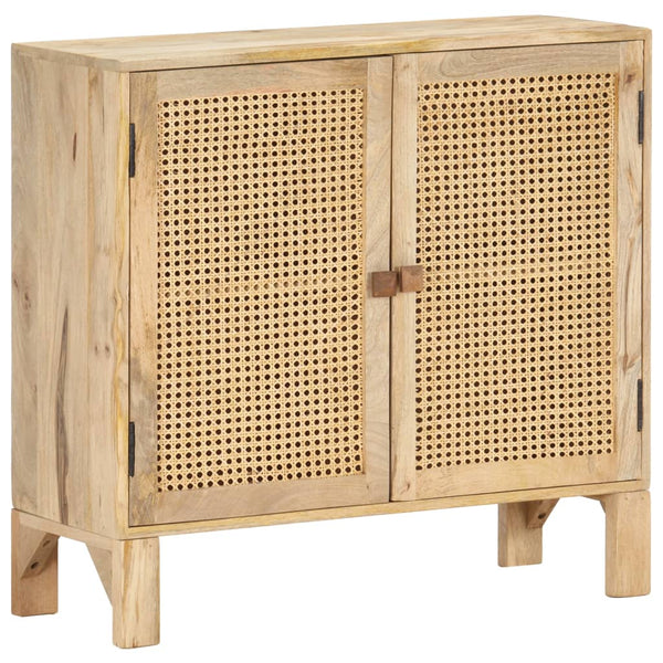 Sideboard 80x30x73 cm Mango Massivholz und Rohrgeflecht