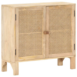 Sideboard 80x30x73 cm Mango Massivholz und Rohrgeflecht
