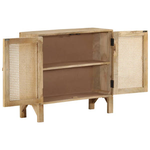 Sideboard 80x30x73 cm Mango Massivholz und Rohrgeflecht