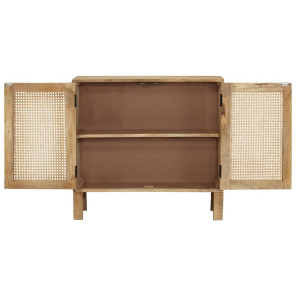 Sideboard 80x30x73 cm Mango Massivholz und Rohrgeflecht