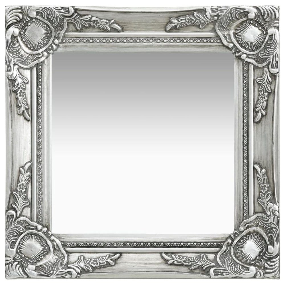 Barock Wandspiegel Silber 40x40 cm