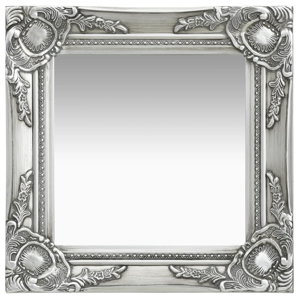 Barock Wandspiegel Silber 40x40 cm