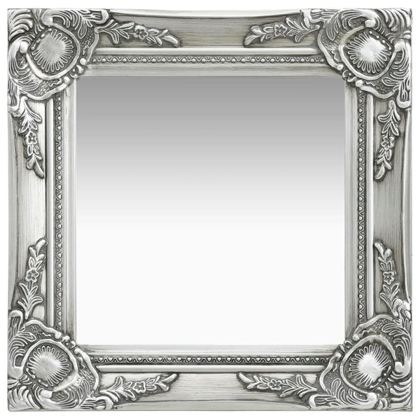 Barock Wandspiegel Silber 40x40 cm