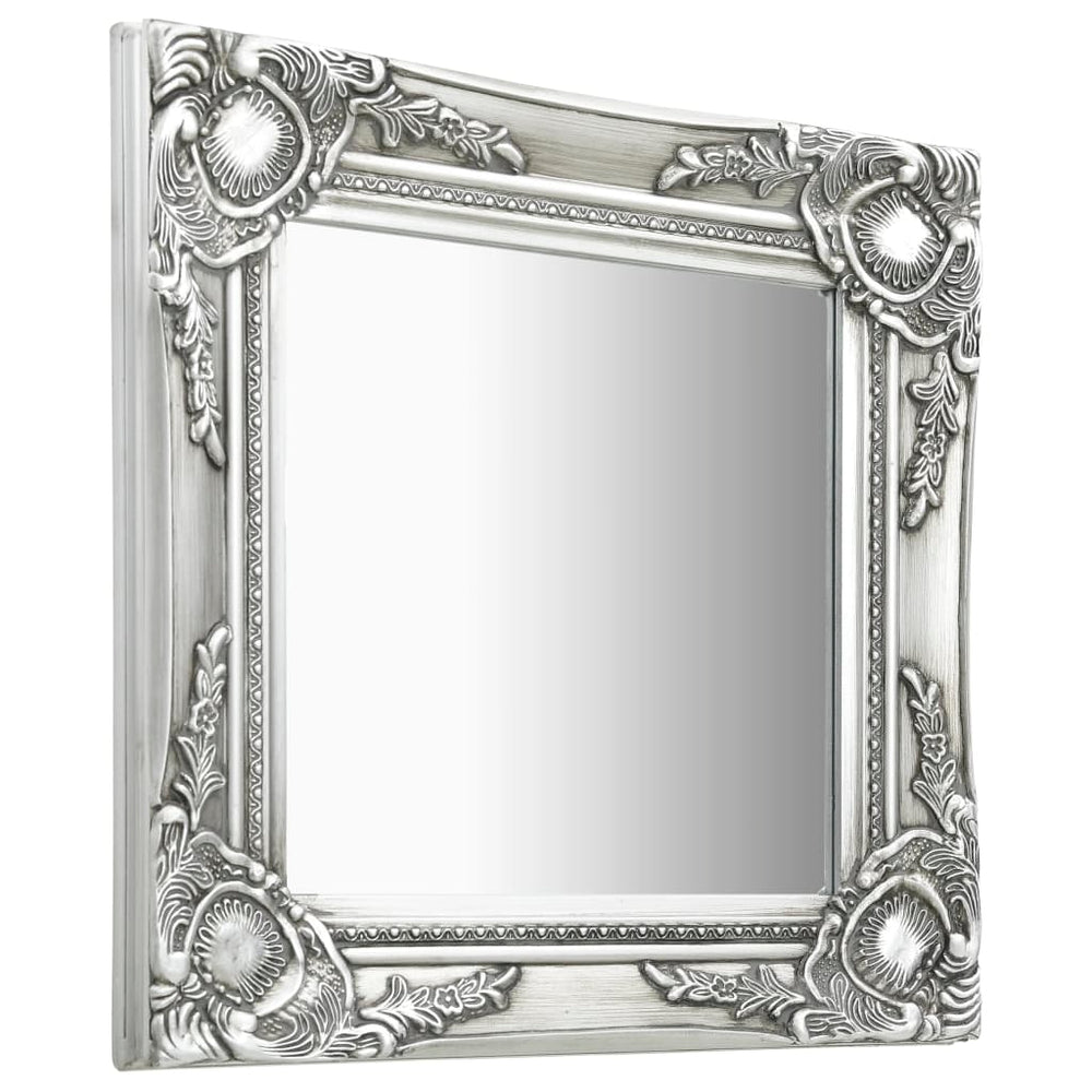 Barock Wandspiegel Silber 40x40 cm