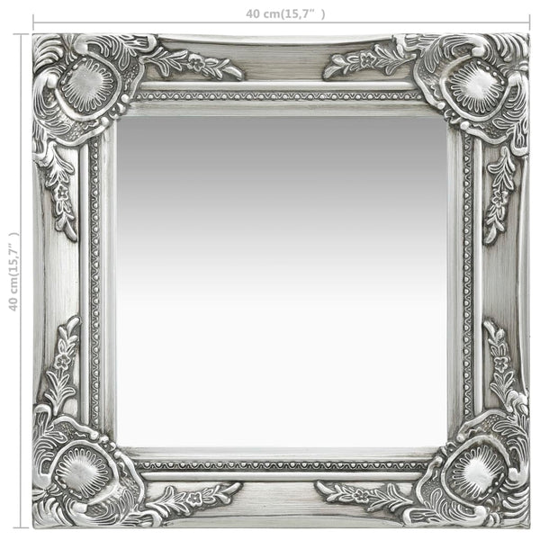 Barock Wandspiegel Silber 40x40 cm