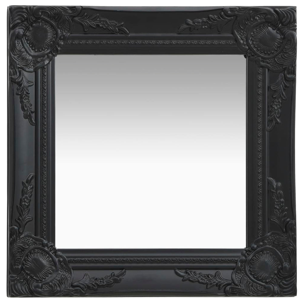 Barock Wandspiegel Schwarz 40x40 cm