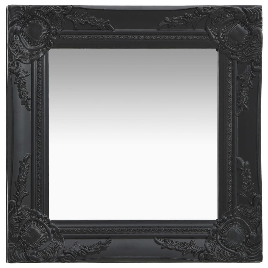 Barock Wandspiegel Schwarz 40x40 cm