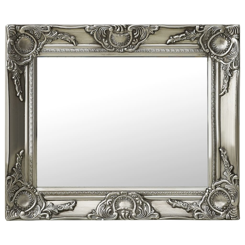 Barock Wandspiegel Silber 50x40 cm