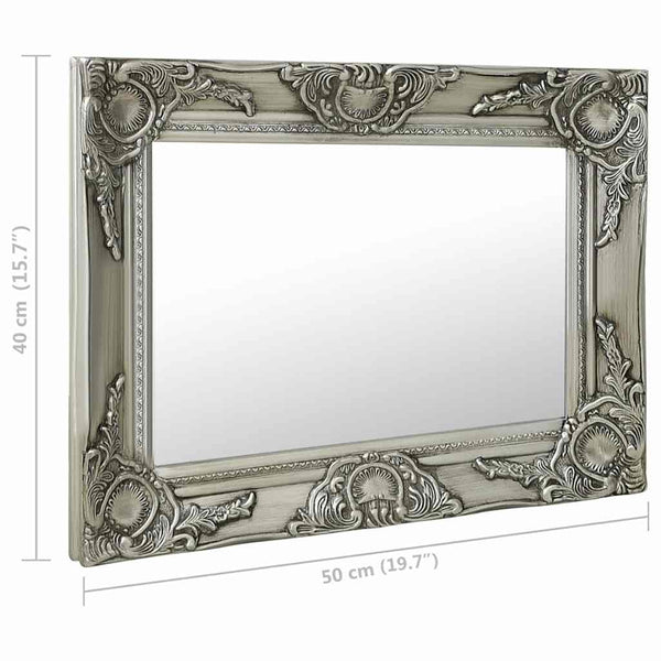 Barock Wandspiegel Silber 50x40 cm