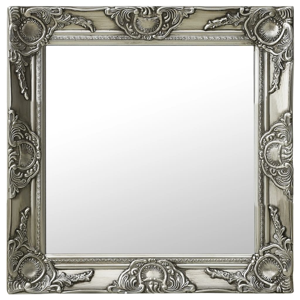Barock Wandspiegel 50x50 cm Silber