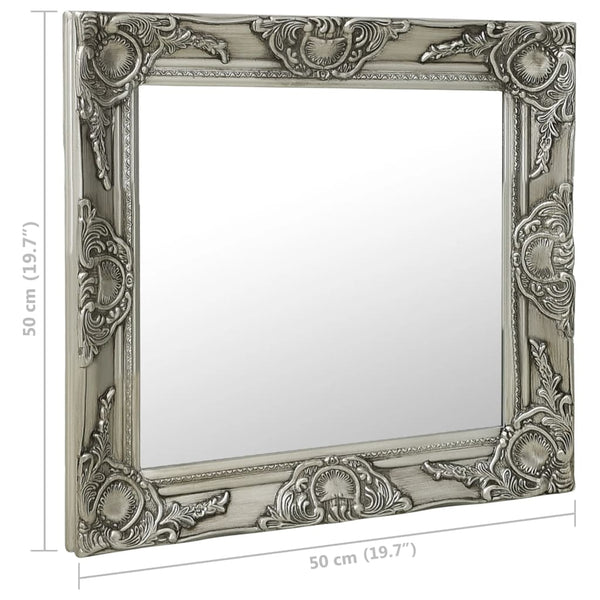 Barock Wandspiegel 50x50 cm Silber