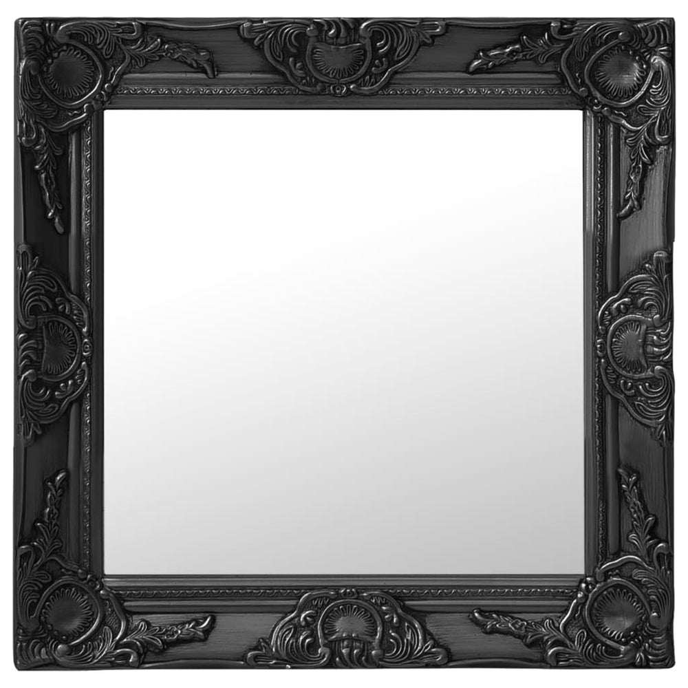 Barock Wandspiegel Schwarz 50x50 cm