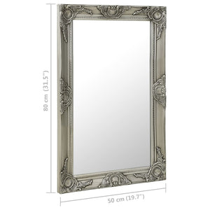 Barock Wandspiegel Silber 50x80 cm