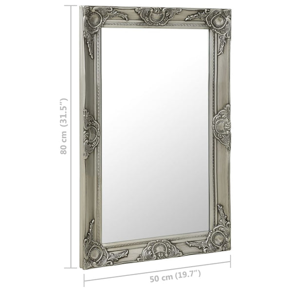 Barock Wandspiegel Silber 50x80 cm