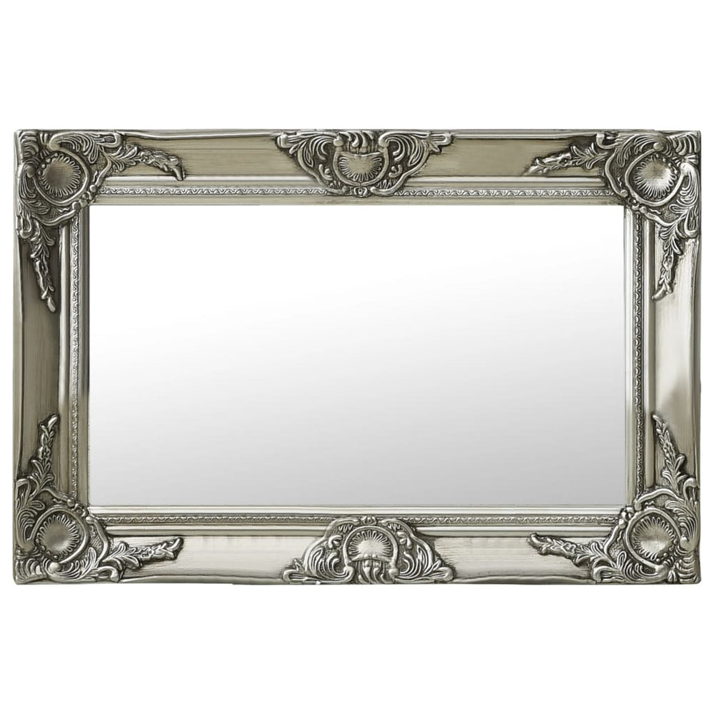 Barock Wandspiegel Silber 60x40 cm