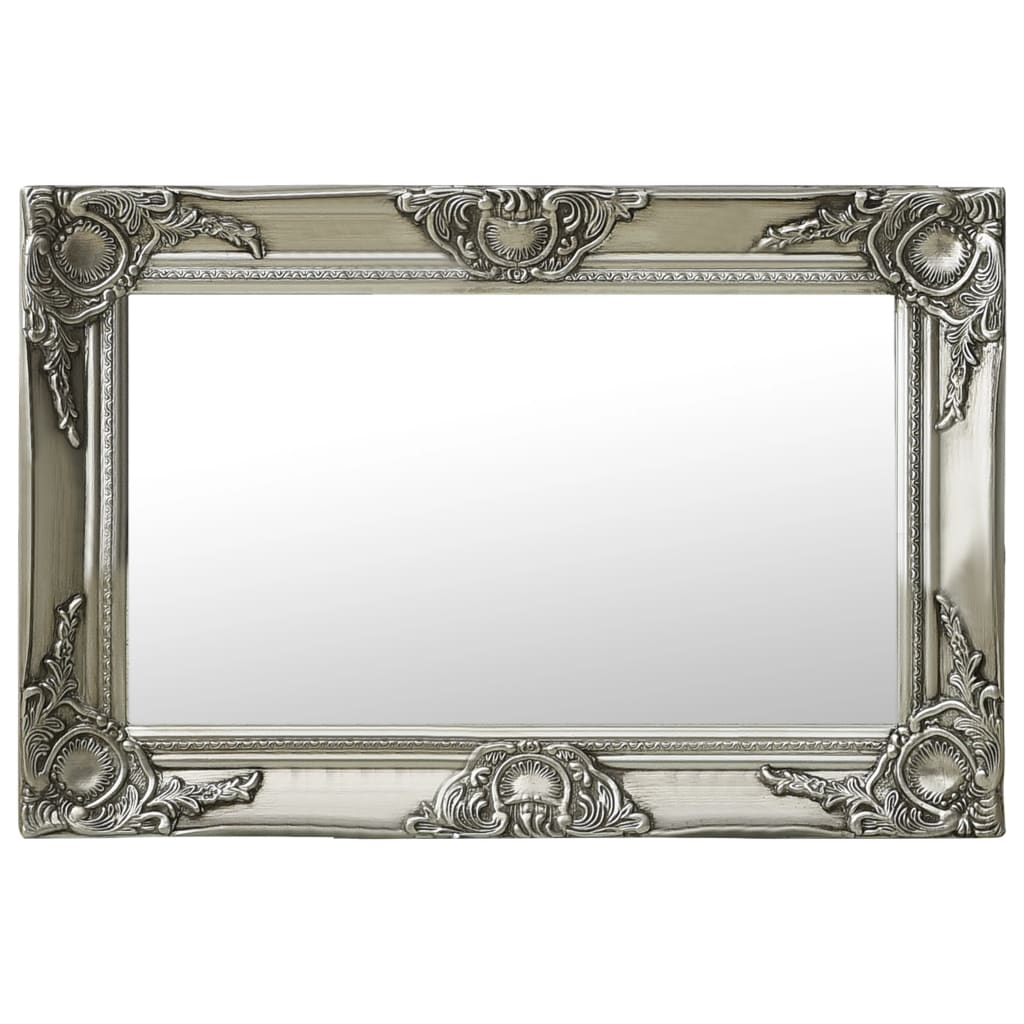 Barock Wandspiegel Silber 60x40 cm