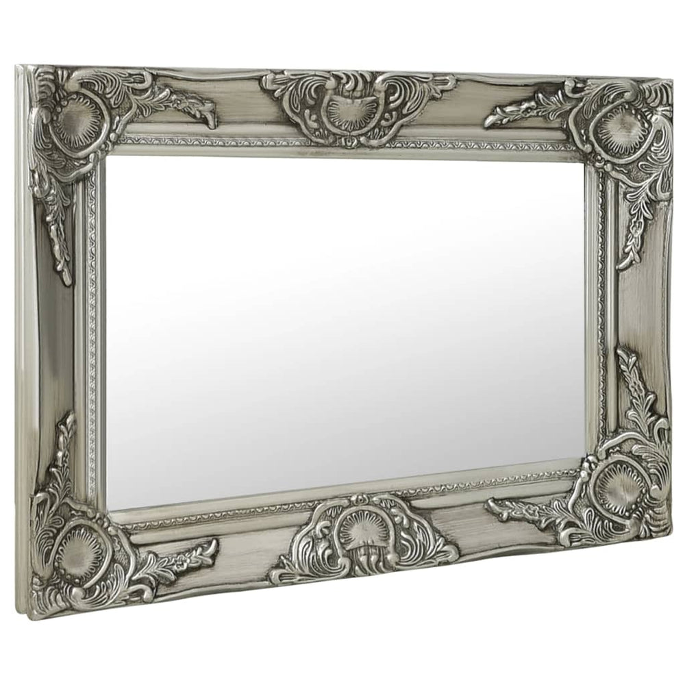 Barock Wandspiegel Silber 60x40 cm