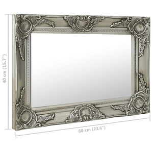 Barock Wandspiegel Silber 60x40 cm