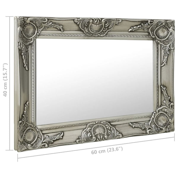 Barock Wandspiegel Silber 60x40 cm