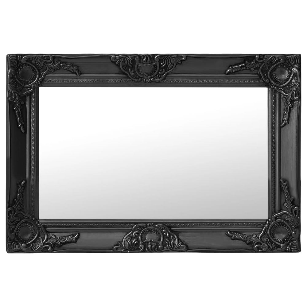 Barock Wandspiegel Schwarz 60x40 cm