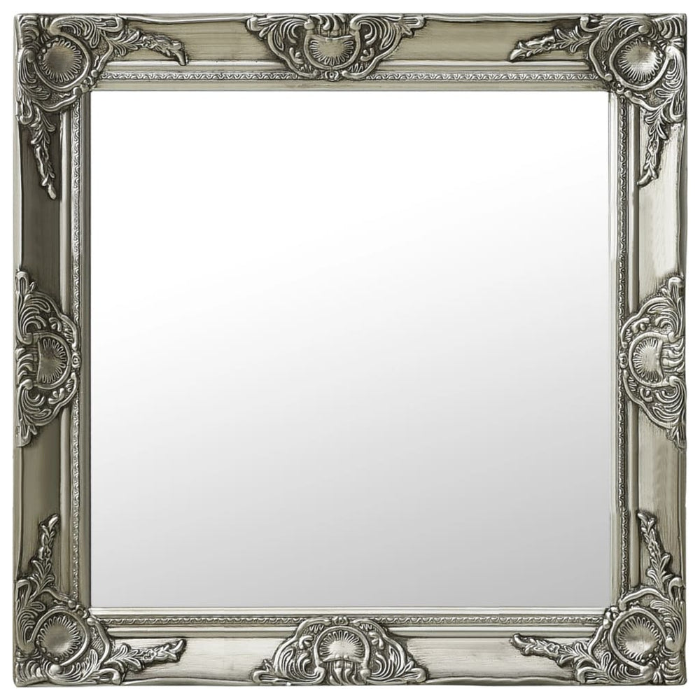 Barock Wandspiegel Silber 60x60 cm