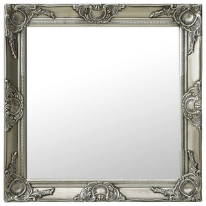 Barock Wandspiegel Silber 60x60 cm