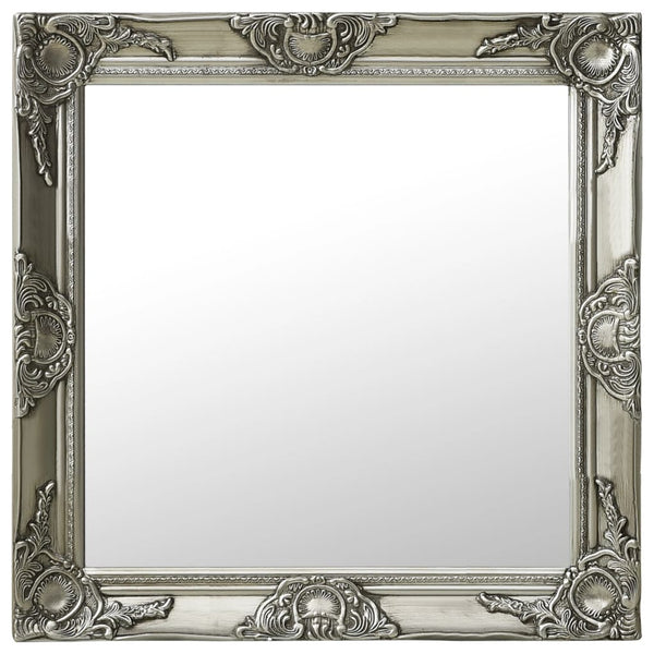 Barock Wandspiegel Silber 60x60 cm