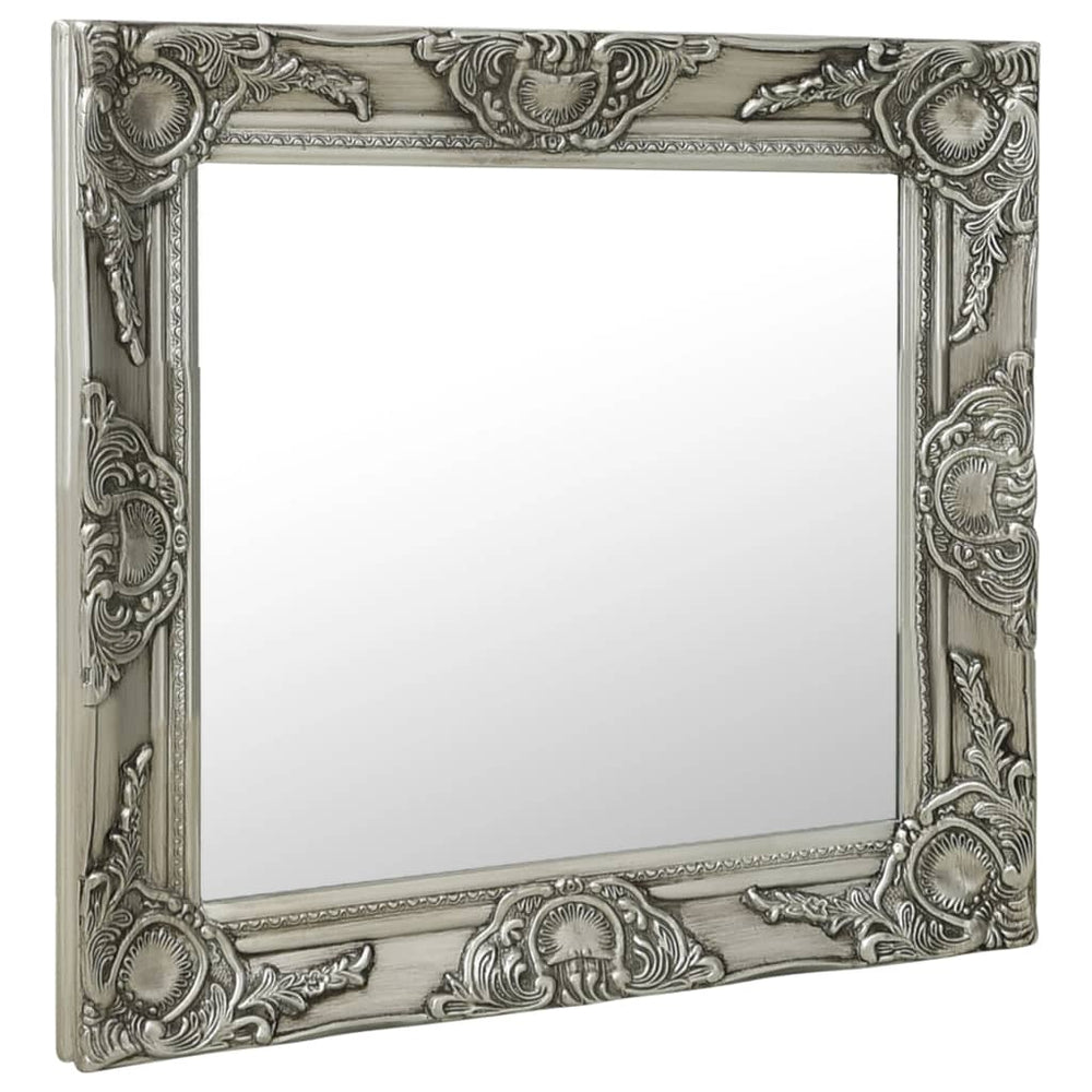 Barock Wandspiegel Silber 60x60 cm