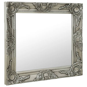 Barock Wandspiegel Silber 60x60 cm